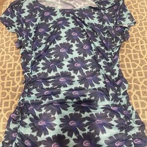 Free People Floral Print Blouse - Blue and Purple